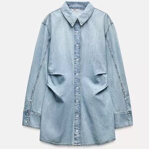 Zara Light Blue Denim Button-Up Jacket